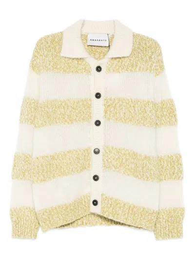 Amaranto Green Sweater With Horizontal Stripes In Green