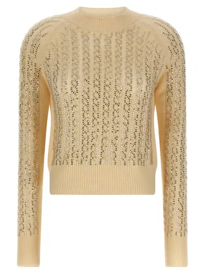 Ermanno Scervino Baguette Studded Sweater Sweaters And Cardigans Beige In Neutral