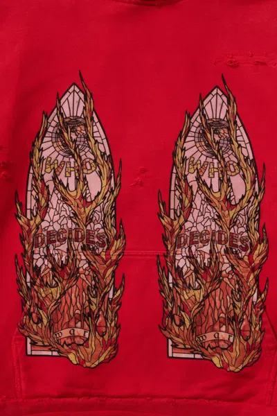 Who Decides War Flame Glass Hooded Pullover In Red