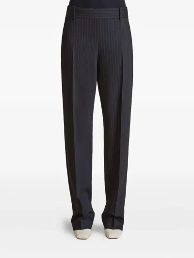 Khaite Cambie Striped Trousers In Black