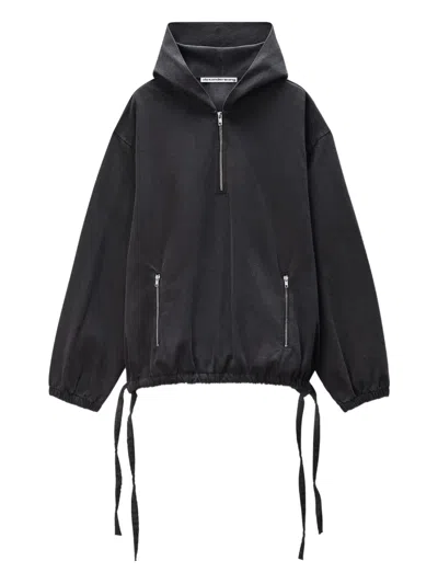 Alexander Wang Half-zip Drawstring-waist Hoodie In Animal Print