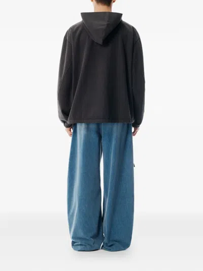 Alexander Wang Half-zip Drawstring-waist Hoodie In Animal Print