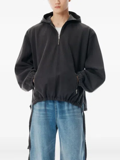 Alexander Wang Half-zip Drawstring-waist Hoodie In Animal Print