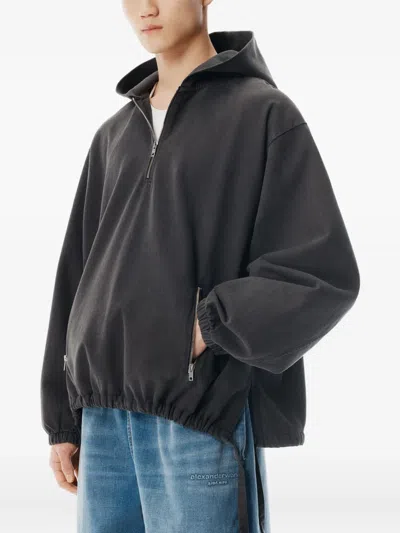 Alexander Wang Half-zip Drawstring-waist Hoodie In Animal Print