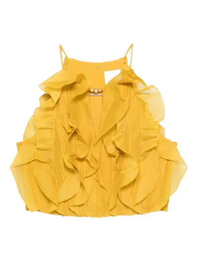 Aje Ruffled Cleo Top In Yellow