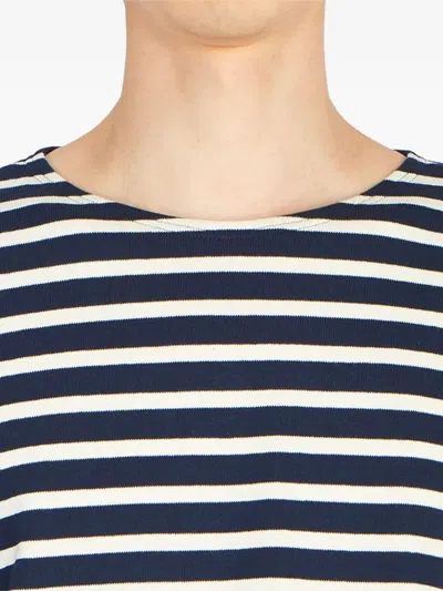 Saint James Striped Embroidered Cotton T-shirt In Blue