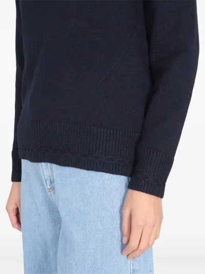 Saint James V-neck Navy-collar Sweater In Blue