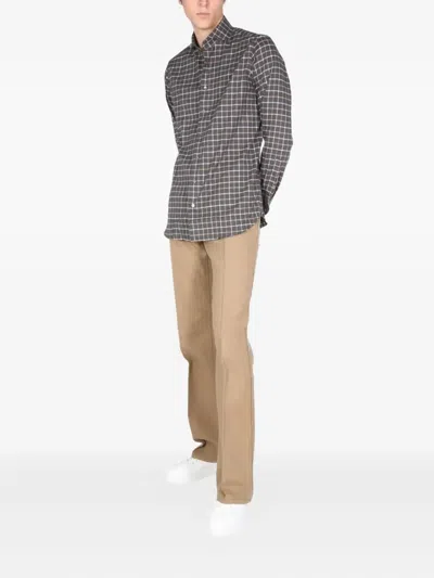 Lardini Checked-pattern Shirt In Gray