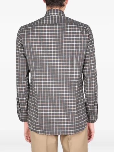 Lardini Checked-pattern Shirt In Gray