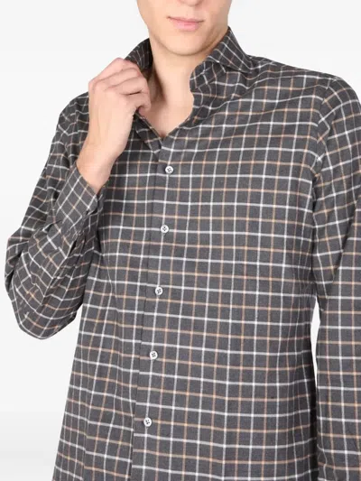 Lardini Checked-pattern Shirt In Gray