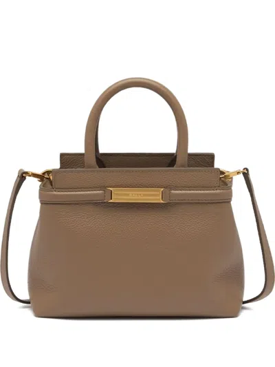 Bally Small Deco Metal-plaque Tote Bag In Brown