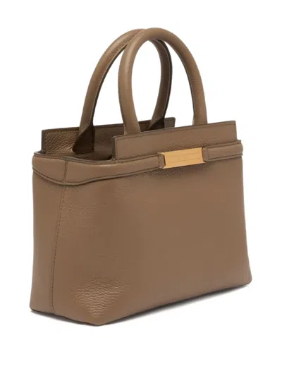 Bally Small Deco Metal-plaque Tote Bag In Brown