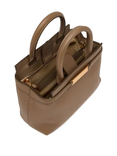 Bally Small Deco Metal-plaque Tote Bag In Brown