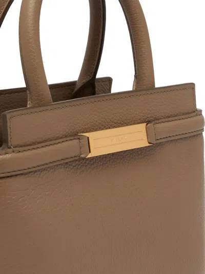 Bally Small Deco Metal-plaque Tote Bag In Brown