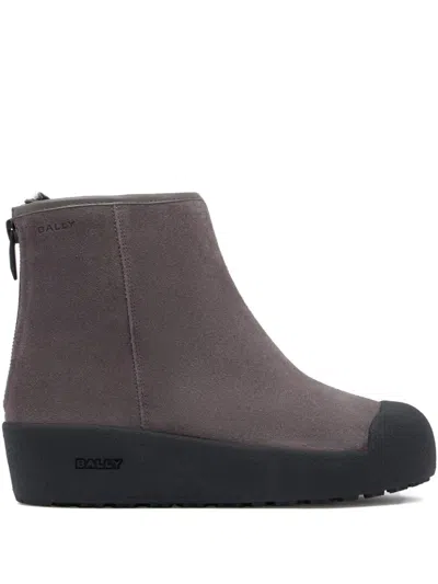 Bally Rear-zipper Curling Boots In Gray
