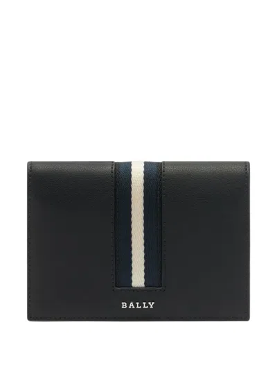 Bally Ribbon Leather Passport Case In Black