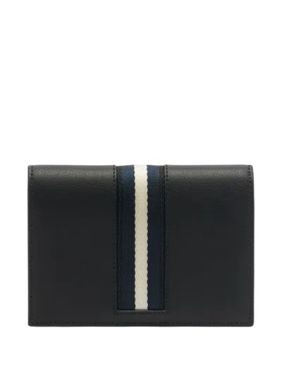Bally Ribbon Leather Passport Case In Black