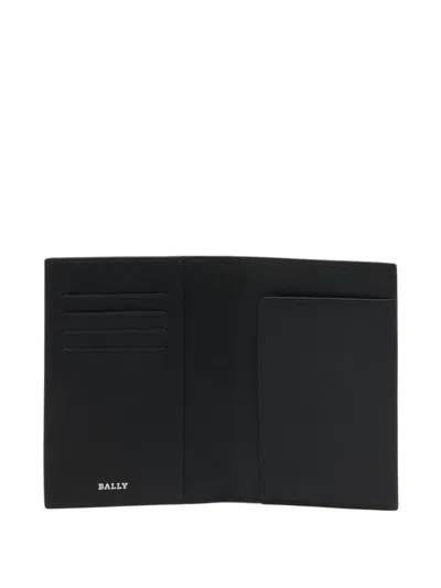Bally Ribbon Leather Passport Case In Black