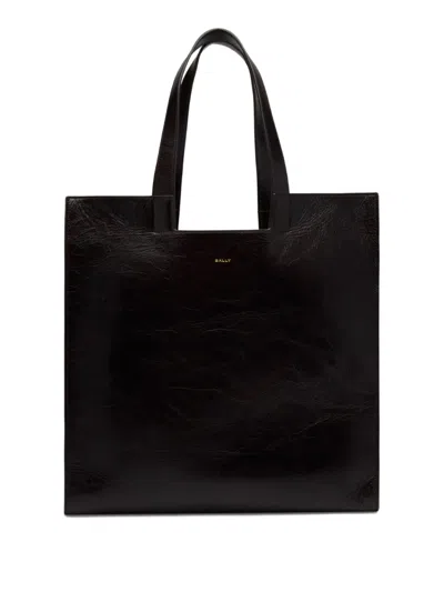 Bally Geometric-shape Leather Tote Bag In Black