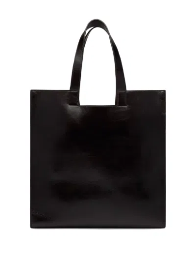 Bally Geometric-shape Leather Tote Bag In Black