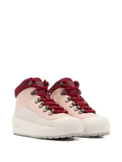 Bally Paneled-design Leather Curling Boots In Purple