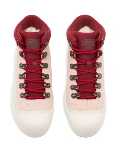 Bally Paneled-design Leather Curling Boots In Purple