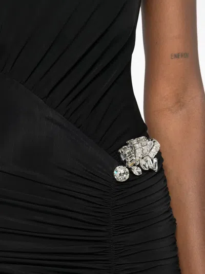 David Koma Embellished Ruched Dress In Black