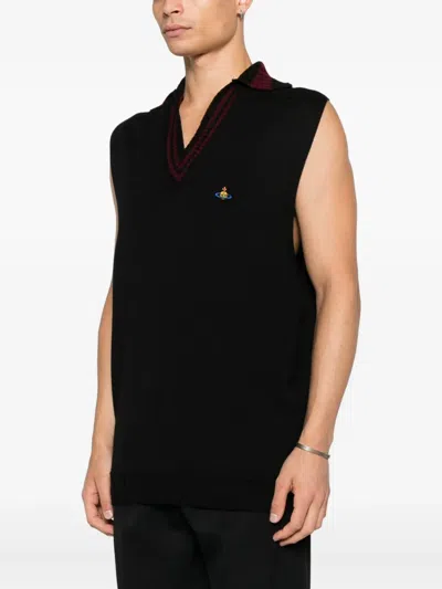 Vivienne Westwood V-neck Sleeveless Knitwear In Black
