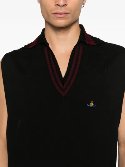 Vivienne Westwood V-neck Sleeveless Knitwear In Black