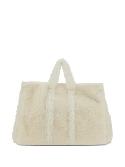 Sunnei Fluffy Textured Shoulder Bag With Optional Strap In Neutral