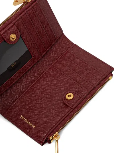 Trussardi Logo-plaque Wallet In Burgundy