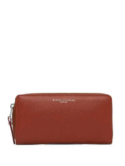 Gianni Chiarini Logo-stamp Zipped Wallet In Burgundy