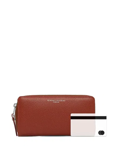 Gianni Chiarini Logo-stamp Zipped Wallet In Burgundy