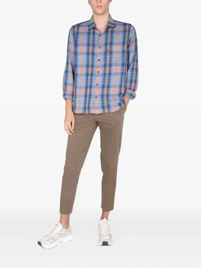 Ymc You Must Create Checked-pattern Pocket Shirt In Blue