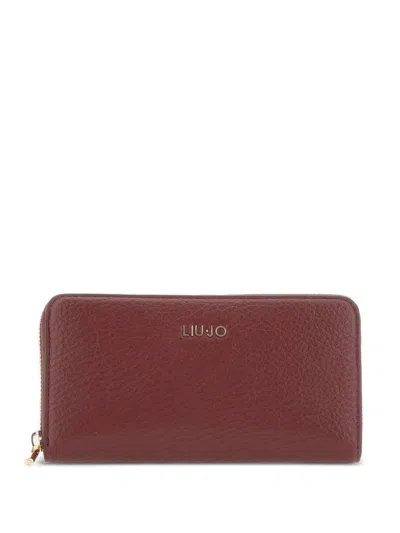 Liu •jo Logo-detail Grained-leather Wallet In Burgundy