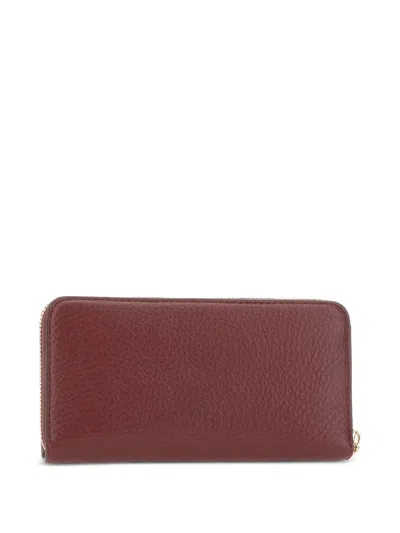 Liu •jo Logo-detail Grained-leather Wallet In Burgundy