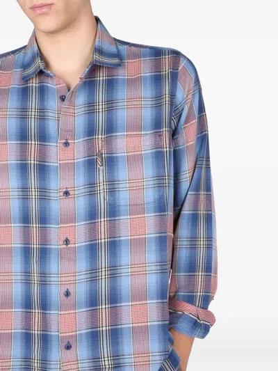 Ymc You Must Create Checked-pattern Pocket Shirt In Blue