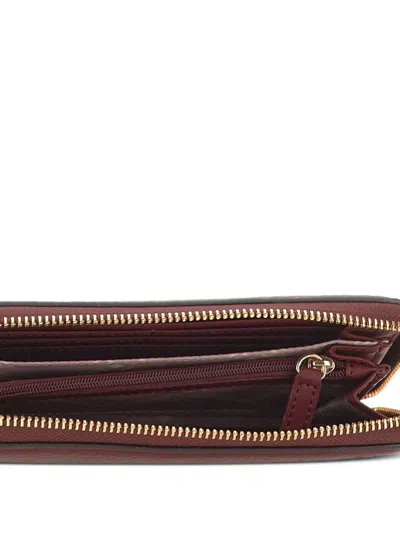 Liu •jo Logo-detail Grained-leather Wallet In Burgundy