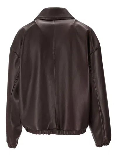 La Rose Leather Zip Jacket In Brown