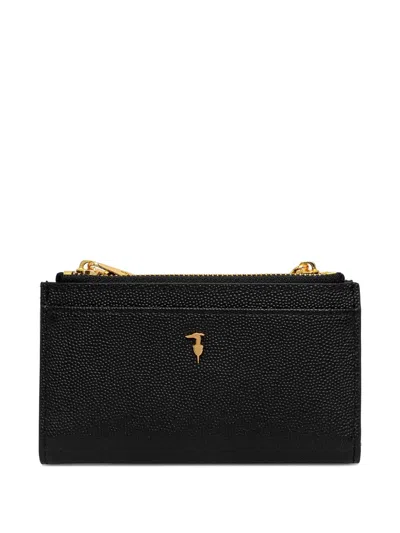 Trussardi Logo-stamp Leather Wallet In Black