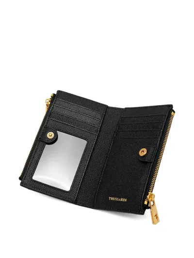 Trussardi Logo-stamp Leather Wallet In Black