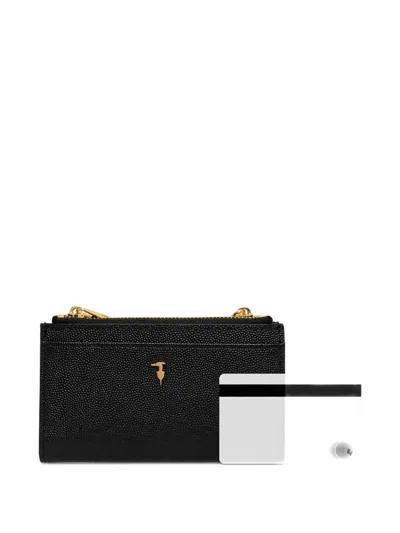 Trussardi Logo-stamp Leather Wallet In Black