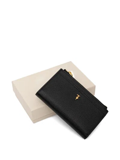 Trussardi Logo-stamp Leather Wallet In Black