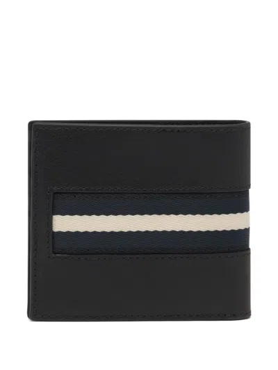 Bally Ribbon-detail Logo Leather Wallet In Black