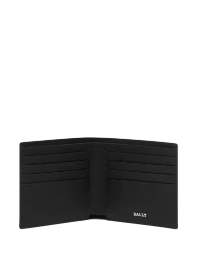 Bally Ribbon-detail Logo Leather Wallet In Black