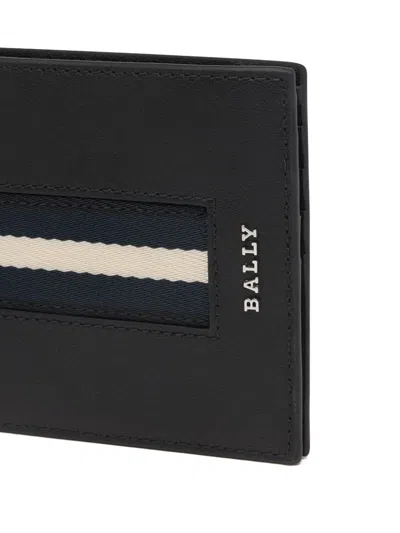 Bally Ribbon-detail Logo Leather Wallet In Black