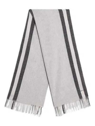 Bally Jacquard Ribbons Fringe Scarf In Gray