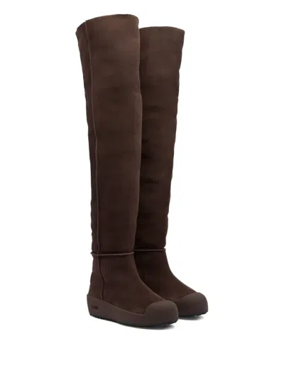 Bally Over-the-knee Curling Boots In Brown
