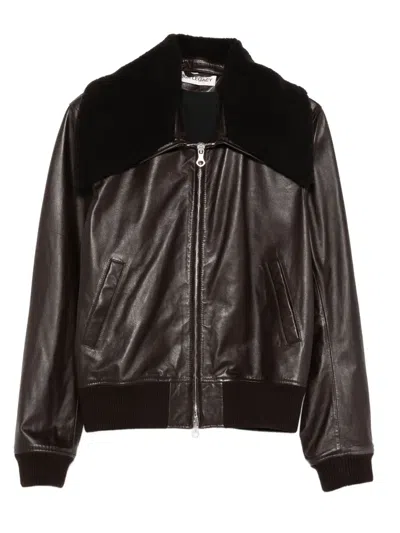 人造皮草翻领飞行员夹克