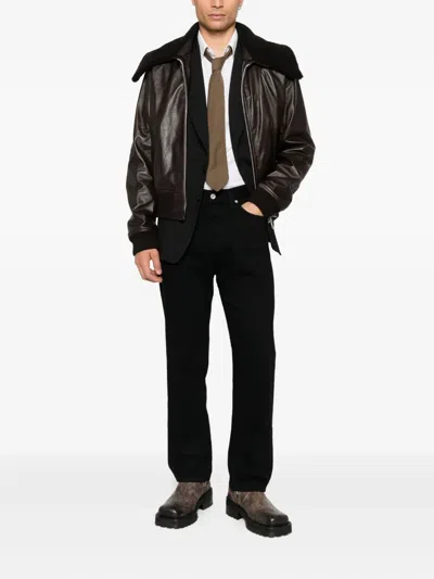 人造皮草翻领飞行员夹克